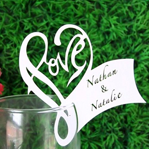 Musuntas 50Tlg 3D Liebe Herz Laser Schnitt Namenskärtchen/Platzkarte / Namensschild/Sitzkarte / Namenskarte/Tischkarte / Tischkärtchen für Hochzeiten Feste oder Partys