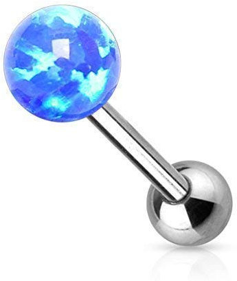 Tapsi´s Coolbodyart Zungenpiercing Chirurgenstahl unisex [Synthetischer Opal] 16 mm | Zungenpiercing Kugeln | Piercing Zunge | Zungenpiercing Kunststoff | Tongue Piercing | CBABSI05_1-OP05