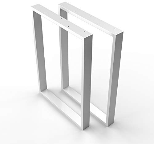 sossai® Stahl Tischkufen (pulverbeschichtet) TKK1 | Farbe: Weiß | 2 Stück | Breite 60 cm x Höhe 72 cm | Industrial Design Tischbeine, Tischgestell