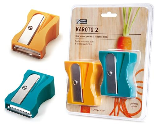 Monkey Business Karoto Julienne - Zoodle Maker, Gemüse-Spiralisierer mit Julienne-Klinge | Lustige Küchenhelfer | Zucchini-Nudelmaschine aus einer Serie von einzigartigen Schälern für die Küche