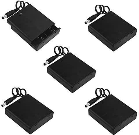 WMYCONGCONG 5 PCS 4 Solts 4x1.5V 6V AA Battery Holder Case Plastic Battery Storage Box with DC 5.5x2.1mm Male Plug