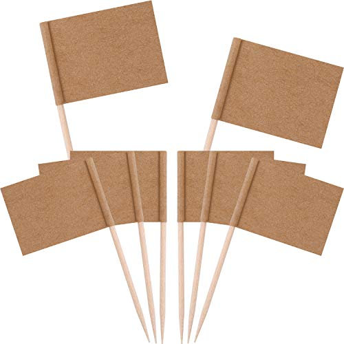 Zonon Leere Zahnstocher Fahnen Kraft Papier Flagge Cocktail Cupcake Zahnstocher Obst Picks für Cupcake Topper Party Kuchen Lebensmittel Lieferungen(200 Stücke)