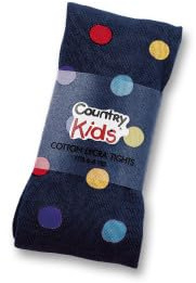 Country Kids Polka Dot Cotton tights (Navy, 3-5 Years)