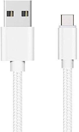 PHONILLICO Cable compatible avec Huawei P30 / P30 LITE / P30 PRO / P20 / P20 LITE / P20 PRO / P10 / P9 / P9 PLUS - Cable Chargeur USB-C Nylon Tressé Argent Blanc 1 Metre