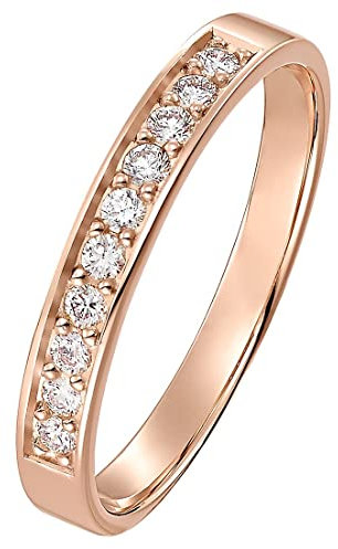 CHRIST Damen-Damenring 585er Rotgold 10 Diamant 52, Roségold 32004414