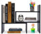 Hossejoy Wood Adjustable Bookshelf Bookcase, Expandable Desktop Storage Organizer Display Shelf Rack, Office Supplies Desk Organizer, Black