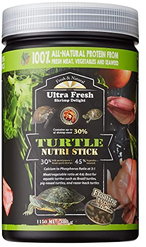 Ultra Fresh Turtle Nutri Stick, Wild Sword Prawn, Calcium & Vitamin D Enriched Aquatic Turtle Food with Probiotics for Picky Turtles, Made from All Natural Ingredients 380g