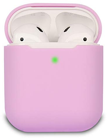 KOKOKA Schutzhülle Hülle Kompatibel mit AirPods 2, Silikon Schutzhülle Hülle für AirPods 2, LED an der Frontseite Sichtbar, Lavender Pink