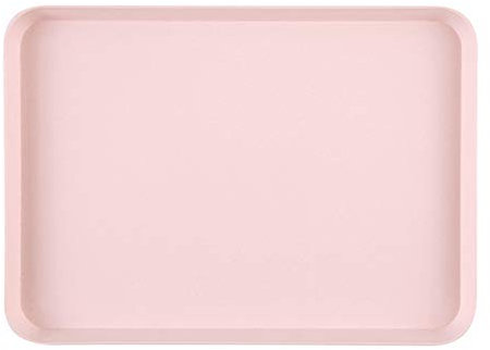 Anti-Slip Rectangular Non-Slip Plastic Serving Tray for Dinner/Drinks, Fruit, Dessert, Food - Multifunction Storage for Kitchens, Homes or Gift - Pink S