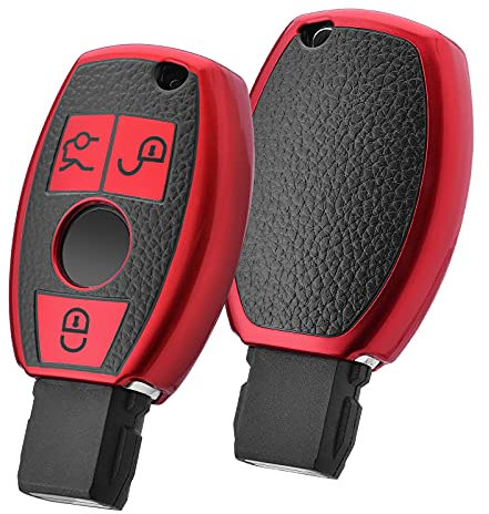 OATSBASF Autoschlüssel Hülle für Mercedes Benz, Schlüsselhülle Cover für Mercedes Benz W204 W211 2-3 Keyless Tasten A B C E Class (P-Rot)