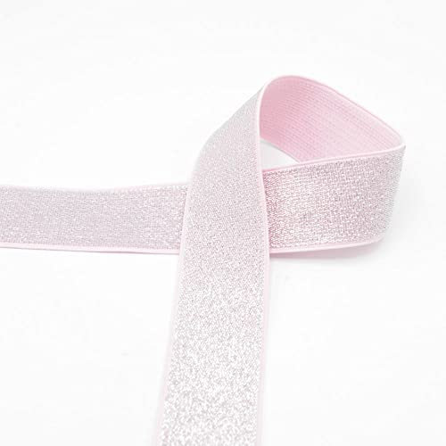 Die Stofftante Gummiband Glitzer 40 mm | Old Rose | Latex, Polyester, Lurex (55%, 25%, 20%) | Klassisch | 1 m | Casual