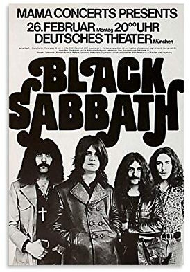 AOHOG Black Sabbath Poster dekorative Malerei Leinwand Wandkunst Wohnzimmer Poster Schlafzimmer Malerei 08x12inch(20x30cm)