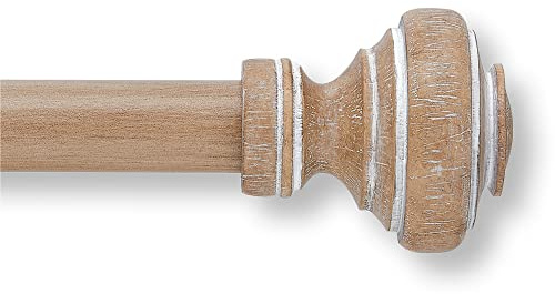 MODE Farmhouse Collection Gardinenstange, 3,8 cm Durchmesser, mit Veranda-Türknauf-Endstücken und verstellbarer Stahl-Gardinenstange, passend für 91,4 cm bis 182,9 cm Fenster, verwitterte Eiche