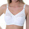 Gemm Ladies White Non Wired Lace Trim Plus Size Bra with Large Cup Sizes Full Firm Support (44 J, White)