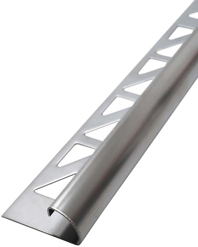 Dalsys Fliesenschiene Viertelkreisprofil Edelstahl Gebürstet 2,5m x 12,5mm, 5 Stück, Rundprofil Halbrundprofil Fliesenprofil