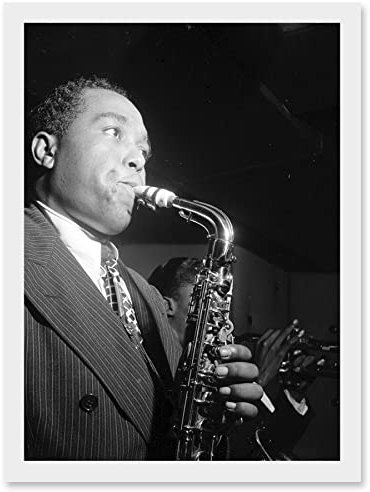 Artery8 Vintage Photo Charlie Parker Jazz Music Sax Legend Black & White Artwork Framed A3 Wall Art Print Jahrgang Foto Musik Legende Schwarz-Weiss Mauer