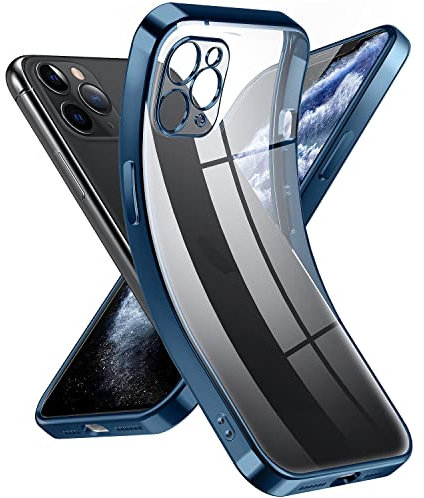 Supdeal Crystal Clear Case for iPhone 11 Pro, [Never Yellow] [Camera Protection], Thin Slim Fit Transparent Soft Silicone Phone Protective Case Cover, 5.8 Inch, Blue