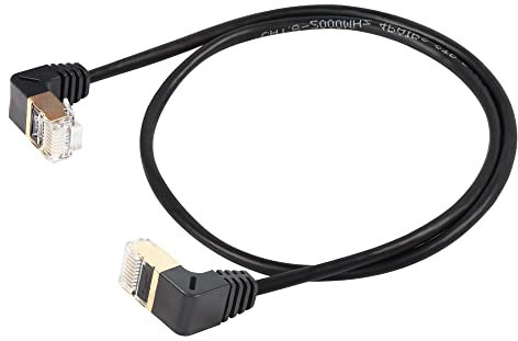 SinLoon Cable Ethernet RJ45 Cat8, cable de red Cat8 de alta velocidad macho a macho de 90 grados, cable de conexión SFTP de 40 Gbps de 2000 MHz para servidor de módem router (UP to UP)