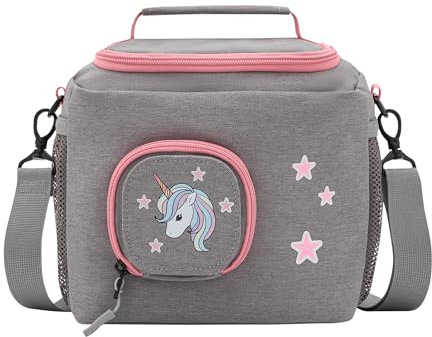 JP Journey Tasche für Toniebox - Transporttasche für 10 Figuren und Box, Reise und Auto (Grau-Rosa Einhorn)
