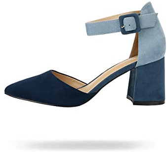 Rio Fiore Escarpins, Escarpins Femme, Bleu Marine, 7 cm Talon Bloc, Textile, H1877-A0142-2 (Blue Microfiber, 36 EU)