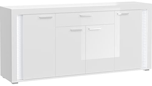 Newroom Sideboard Weiß Hochglanz Kommode Modern - 182x84x42 cm (BxHxT) - Highboard Anrichte - [Louise.Four] Wohnzimmer Wohnstube Büro
