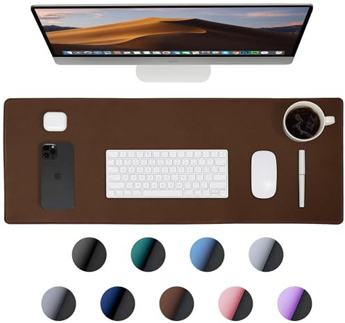 ALOANES Waterproof Mouse Pad with Durable Stitched Edge, Large Gaming Keyboard Pad, Non-Slip Rubber Base Mouse Mat, Extended Desk pad for Gamer, Office & Home, Brown Mousepad 27.6''x11.8''x0.12''