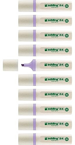 edding 24 evidenziatori EcoLine – viola pastello – 10 evidenziatori – punta a cuneo 2 – 5 mm per evidenziare ed evidenziare rapidamente e facilmente testi e note, ricaricabili, in materiale