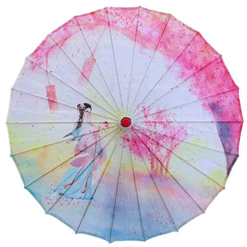 FLAIGO Sonnenschirm asiatischer japanischer chinesischer Ölpapierschirm dekorativer Holzgriff klassische bunte Malerei Tanzen Requisiten für Hochzeit Verkleidung Cosplay Fotografie Tanzen (Stil F)
