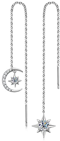AINUOSHI Moissanite Threader Ohrringe 925 Sterling Silber Damen Ohrringe Hypoallergene Schmuck Geschenk Für Sie Frauen Freundin Muttertag Geburtstag