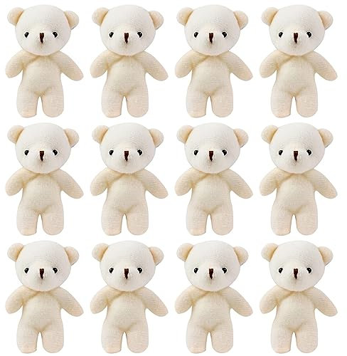 Bogoro 12 Stück Mini Bär, Mini Bear Stuffed Bears, Mini Bären Kuscheltier, Bär Schlüsselanhänger, Kleines Bären Spielzeug, für Geburtstag Hochzeit Dekorationen Weihnachtsfeier Gefallen Lieferunge
