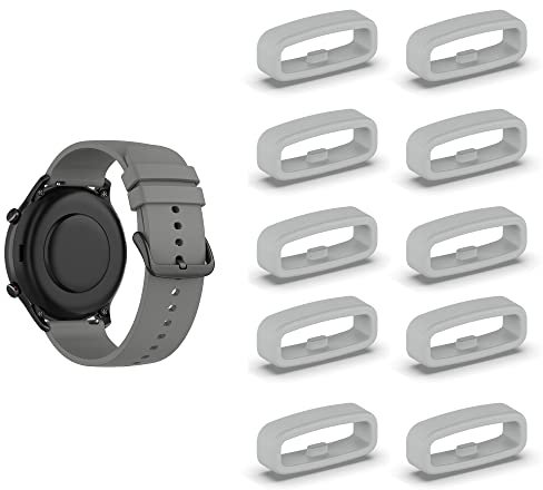 SMYAOSI 10 Pezzi Passante Cinturino Orologio in Silicone, Anelli di Sicurezza per Galaxy Cinturino, Anello di Ritegno Orologio Cinturino per Garmin/Samsung/Mi Watch per 18mm/ 20mm/ 22mm (20mm, Grigio)