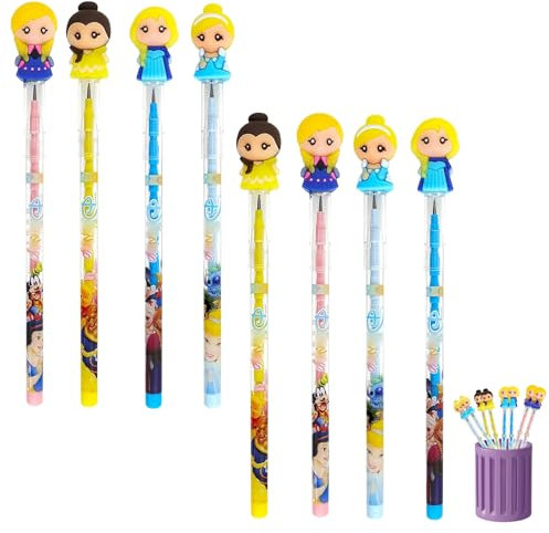 VOCDEMERI Cartoon Stapelbare Buntstifte - 8er Set mit Elsa Design, perfekt für Schule und Geschenke