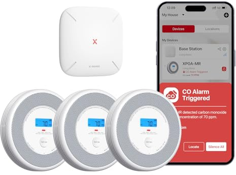 X-Sense - Smoke and carbon monoxide alarm with voice command, connected smoke detector, carbon monoxide alarm combined with base station (included), model XP0A-MR31
