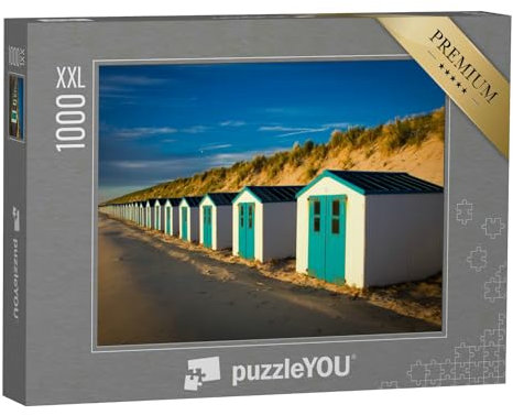 Puzzle 1000 Teile XXL „Kleine Hütten entlang der Dünen in Texel, Niederlande, Europa“ – aus der Puzzle-Kollektion Texel