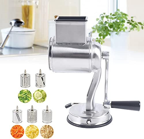 Coupe-légumes manuel avec 5 lames de tambour interchangeables en acier inoxydable - Broyeur manuel