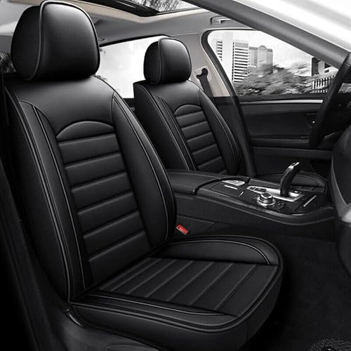 Chifeng Autositzbezüge Auto Vordersitz 2 Stück Set Fit für Mercedes-Benz C-Klasse W202 W203 W204 W205 E-Klasse W210 W211 W212 W213 w124, Wasserdicht PU Leder Autositzbezüge (schwarz-1)