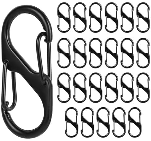 Flintronic S Karabiner, 24 Stück Metall Doppelkarabiner, Mini Karabinerhaken, S Förmiger Doppel Karabiner Schlüsselanhänge, Doppelkarabiner für Outdoor Aktivitäten Wandern Reisen Camping