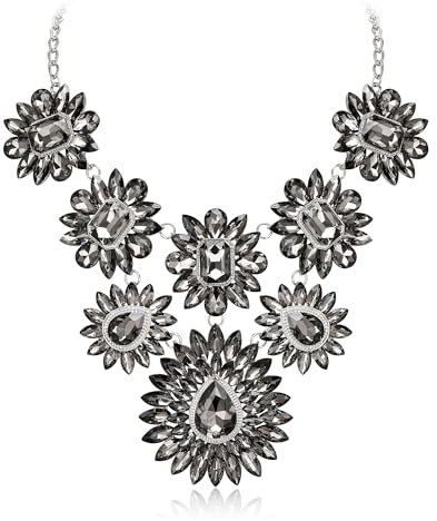 EVER FAITH Collana con bavaglini con strass, abbagliante, trasparente, per cocktail e balli, Cristallo