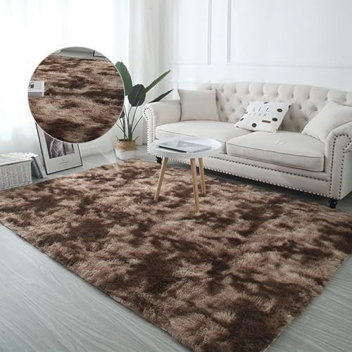 Grand Tapis Salon Moderne 180 x 200 cm Terrasse Tapis Cuisine, Panorama Tapis Carreaux Ciments Fluffy Soft Longhair Décoratif pour Chambre à Coucher, Salon, Crèche, ‎Marron