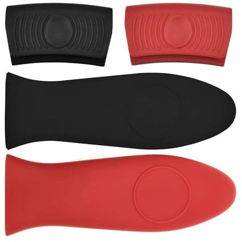 4 Piezas Cubiertas de Asa de Sartén, Soporte de Mango de Sartén Caliente de Silicona, Empuñaduras de Cubierta de Mango de Silicona, para Ollas de Hierro Fundido, Sartenes