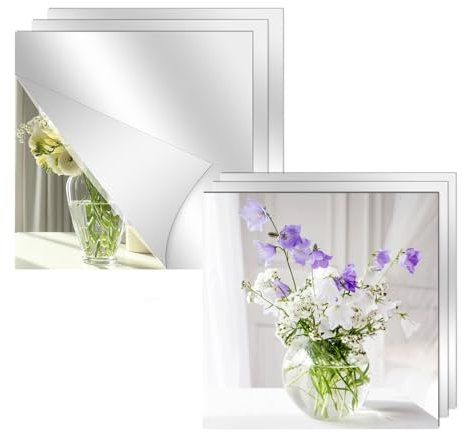 6 Pezzi Specchio Adesivo da Parete,30 x 30 cm Specchi Adesivi da Parete Non di Vetro,Specchio Adesivo Muro Acrilico per Armadio,Porta,Camera da Letto