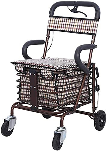 Rollator Walker Einkaufswagen für ältere Menschen/Klapproller mit Sitz/kann auf Vier Rädern sitzen,zum Einkaufen und für die Freizeit Walker Trolley/Stahl Sehnsucht nach