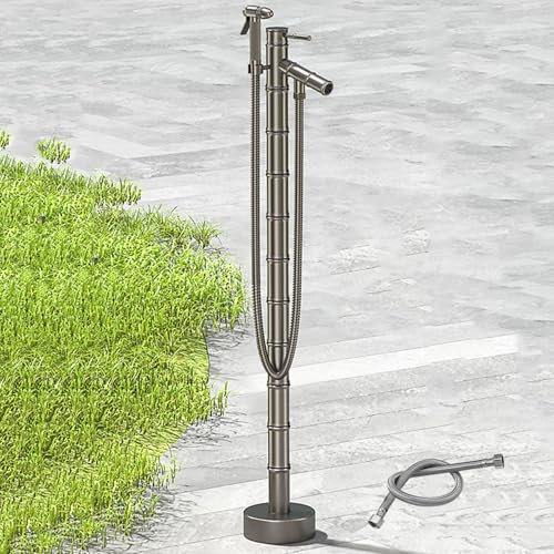 LXRHLIKG Wassersäule Garten mit Bambusabschnitt, Komplett Aus Kupfer Gefertigte Multifunktionale Vertikale Wasserzapfsäule Garten mit Sprühpistole(101cm/40in)