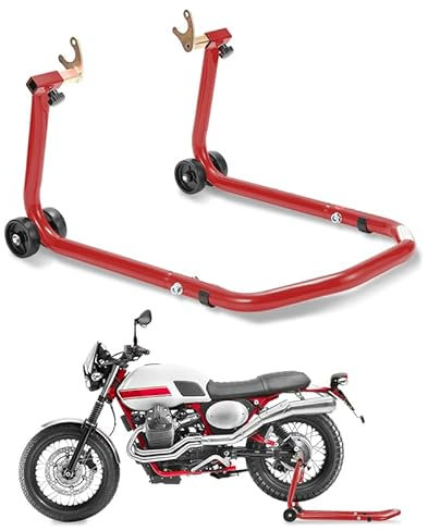 Izrielar Montageständer Hinten 2X, Motorrad Ständer, Motorradheber Motorrad hinten zum Aufbocken, Montagelift aus Stahl, breitenverstellbar, Wartungs-/Montagearbeiten für Motorräder bis 300 kg, Rot