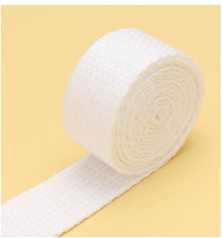 5M 25MM Breites Polyester-Baumwollgurtband, Canvas Gurtband Baumwolle Für Stofftragetaschen DIY-Zubehör (Weiß)