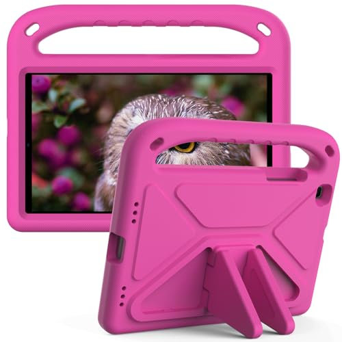 Eabhulie Carcasa para Samsung Galaxy Tab A 8.0 2019 SM-T290/T295 Antigolpes Funda de EVA con Asa y Soporte, Cubierta Ligera y Antideslizante para Niños Rosa