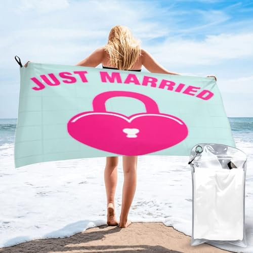 BKDODKS Just Married Handtücher, schnelltrocknend, sehr saugfähig, für Reisen, Fitnessstudio, Camping, Schwimmen