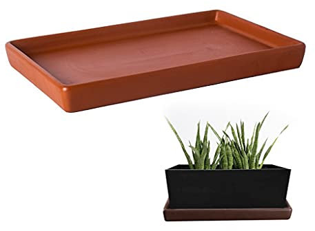 Grand pot de fleurs rectangulaire en terre cuite pour rebord de fenêtre, plantes en pot, rouge, 27 cm