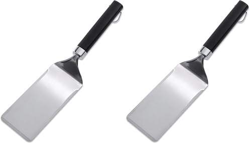 Weber Grillplattenwender (41cm), aus Edelstahl, mit abgeschrägter Kante zum einfachen Gleiten unter das Grillgut, rutschfester Komfortgriff, spülmaschinenfest für einfache Reinigung - Silber (6779)