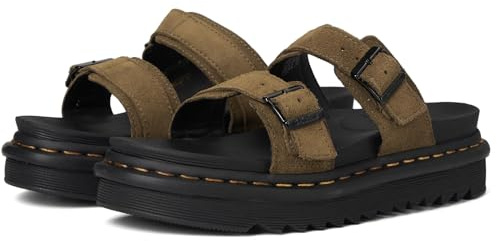 Dr. Martens Unisex Myles Black Brando Sandal, Olive, 9 Women/8 Men